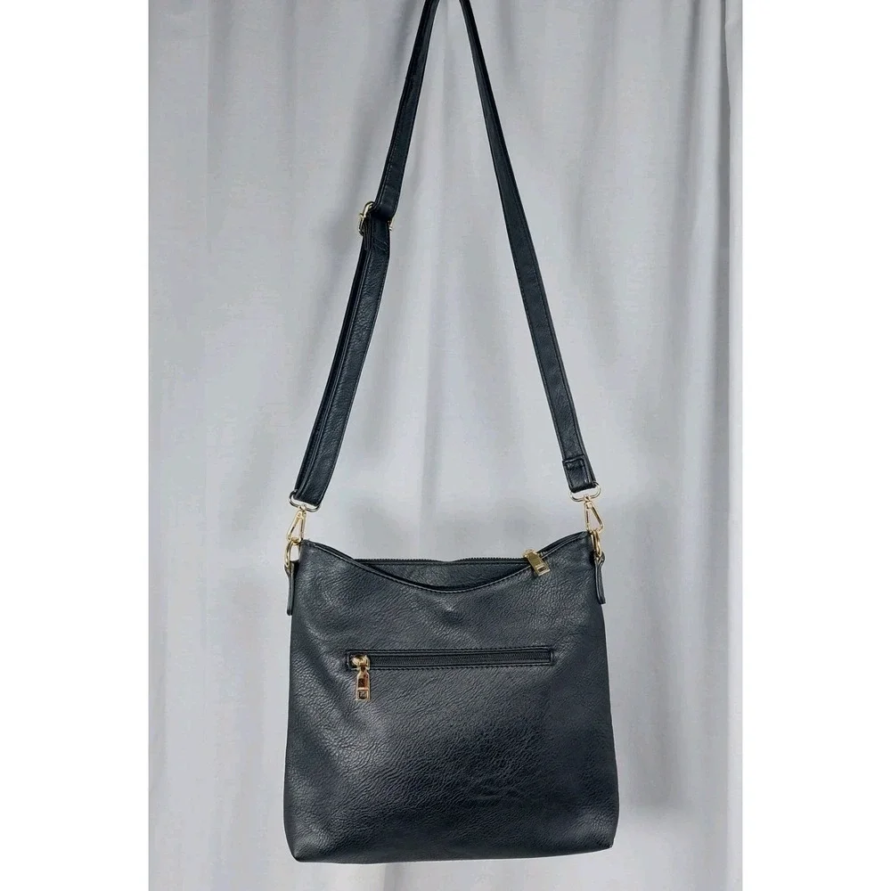 Jen &‎ Co Vegan Crossbody Bag Purse Black Adjustable Strap Organize *READ